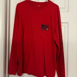 Vineyard Vines Men's Bright dark salmon Long Sleeve Tee